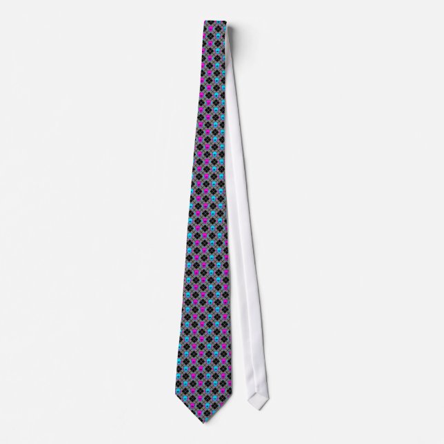 Argyle Skulls Blue Pink Vert. Stripes Tie (Front)