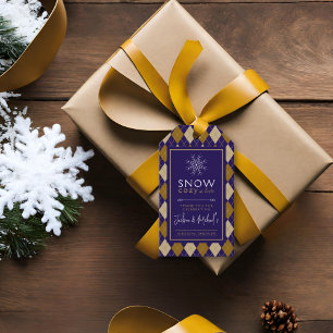 Argyle Snow Cozy Winter Wedding Shower Gift Tags