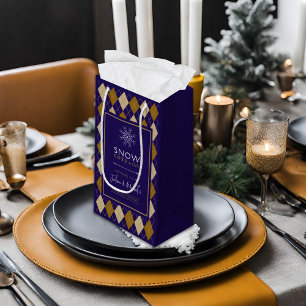 Argyle Snow Cozy Winter Wedding Shower Small Gift Bag