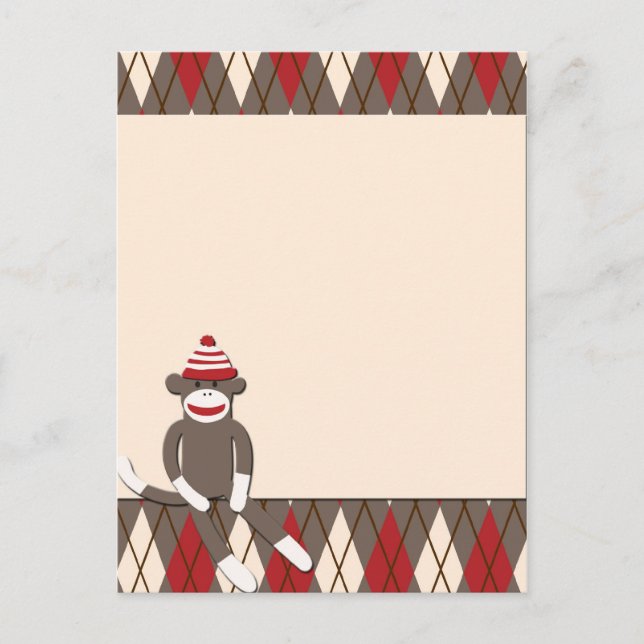 Argyle Sock Monkey Postcard (Front)