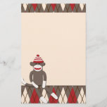 Argyle Sock Monkey Stationery