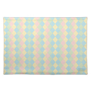 Argyle spring/Easter pastel colored pattern Cloth Placemat