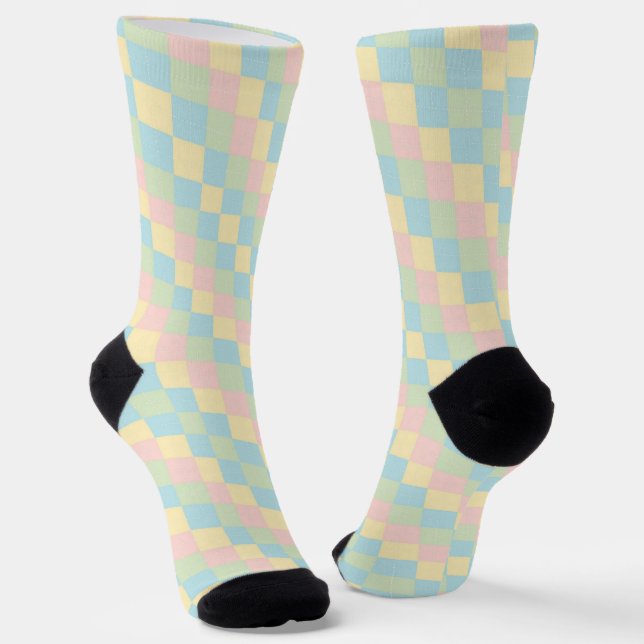 Argyle spring/Easter pastel colored pattern Socks (Angled)