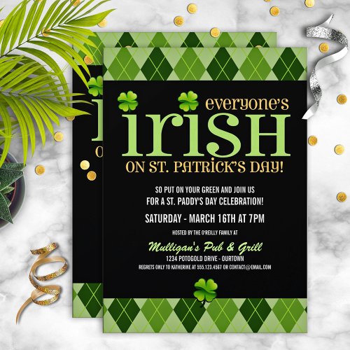 Argyle St Patricks Day Party Invitations