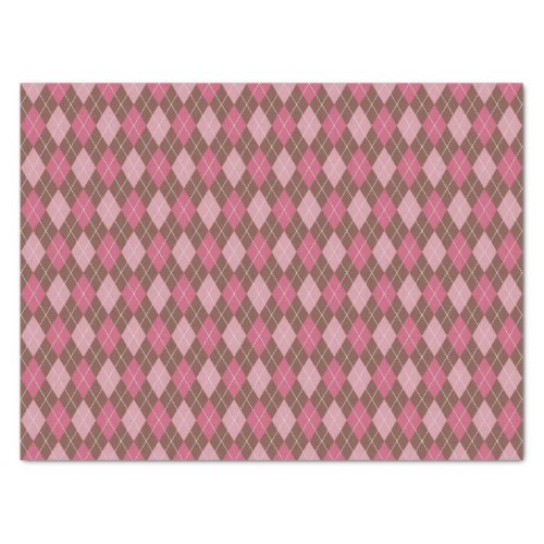 Argyle Style Pink on Brown Vintage Knit Decoupage Tissue Paper