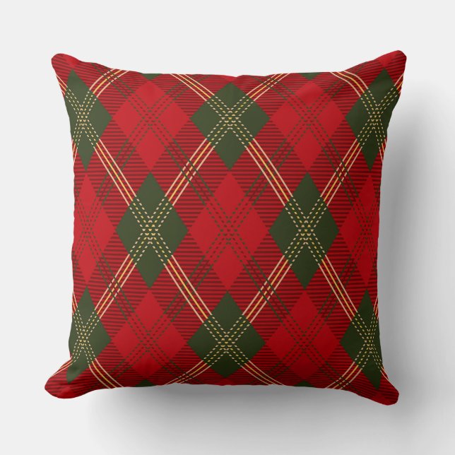 Argyle Tartan Scottish Diamond pattern Throw Pillow (Front)