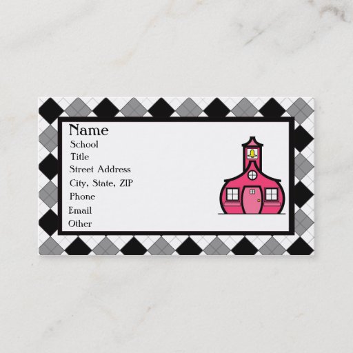 Customizable Argyle Teacher Business Card