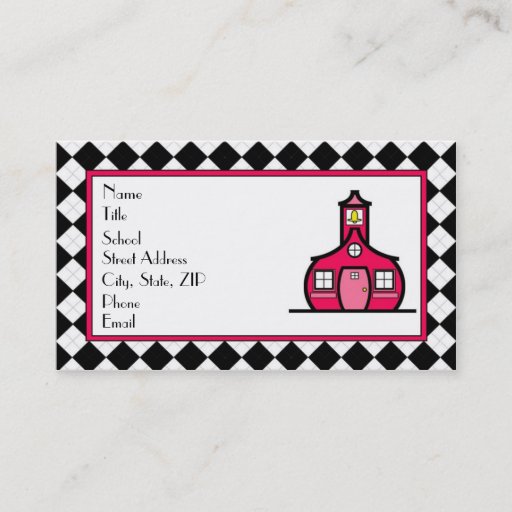 Customizable Argyle Teacher Business Card