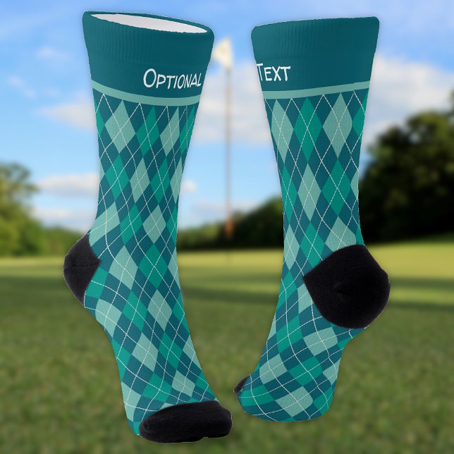 Argyle Teal Diamond Pattern - add name or text to Socks (Creator Uploaded)