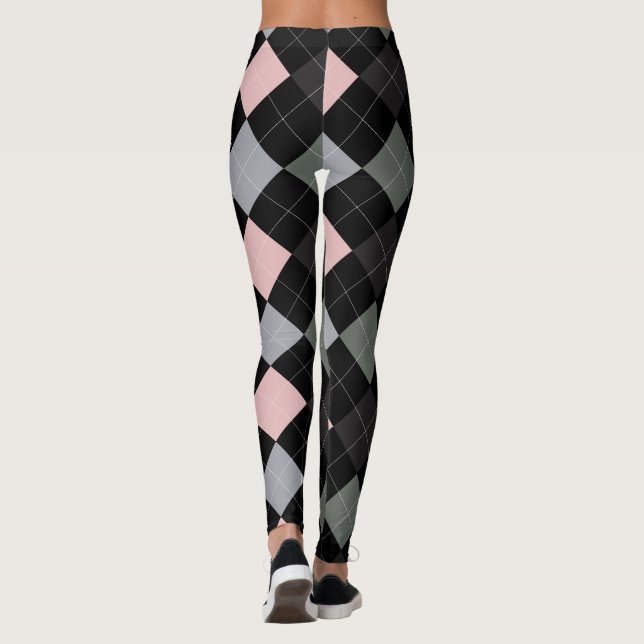 Argyle Textile Pattern Leggings 01 Small (Back)