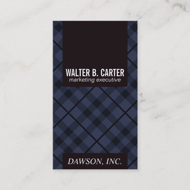 Argyle Vertical (Deep Purple and Blue) Business Card (Front)