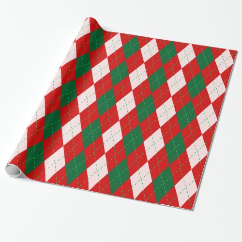 Argyle XL Red Forest Emerald Green Wrapping Paper