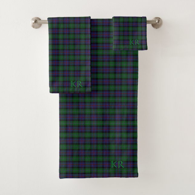 Argyll District Tartan with monogram / initials Bath Towel Set (Insitu)