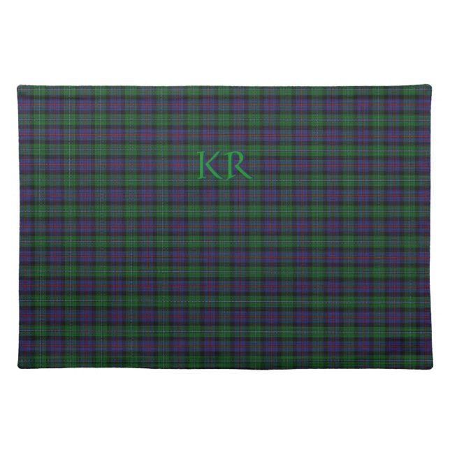 Argyll District Tartan with monogram / initials Cloth Placemat (Front)