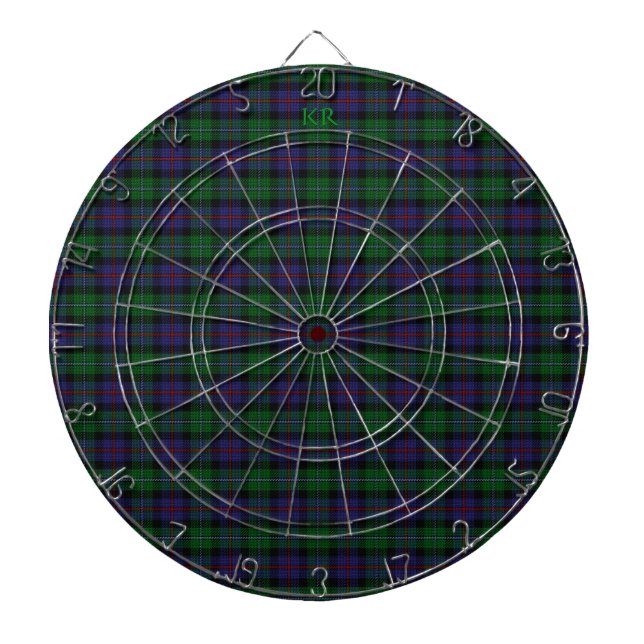 Argyll District Tartan with monogram / initials Dart Board (Front)