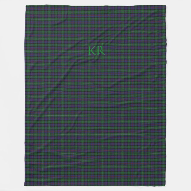 Argyll District Tartan with monogram / initials Fleece Blanket (Front)