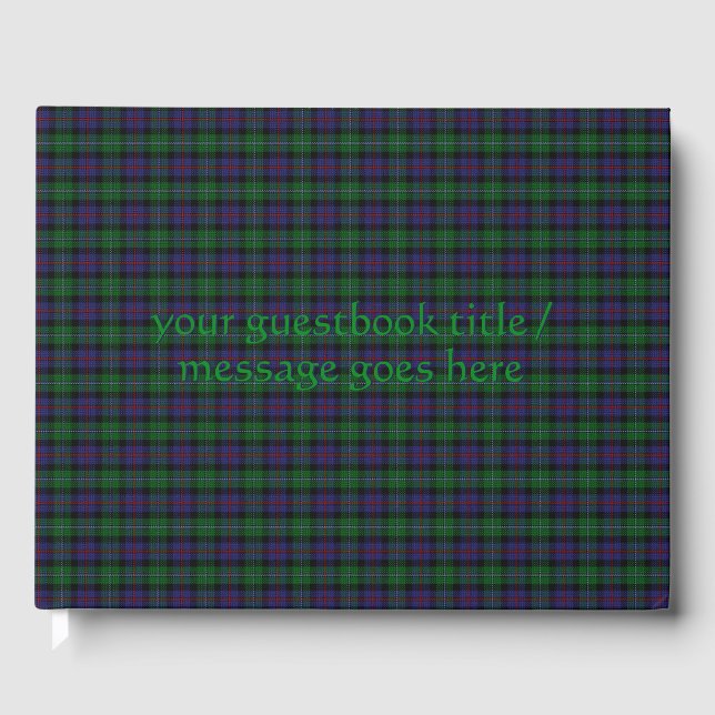 Argyll District Tartan with monogram / initials Guest Book (Front)