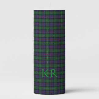 Argyll District Tartan with monogram / initials Pillar Candle