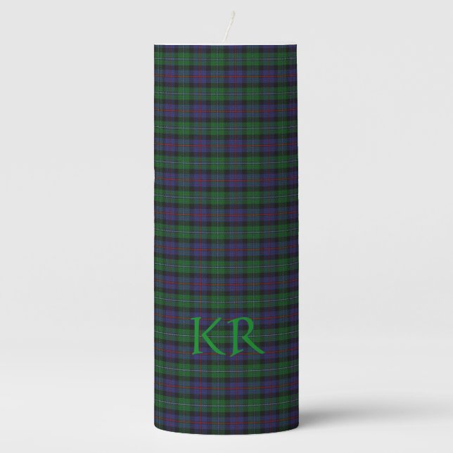 Argyll District Tartan with monogram / initials Pillar Candle (Front)