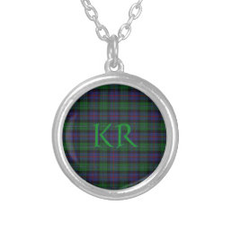Argyll District Tartan with monogram / initials Silver Plated Necklace