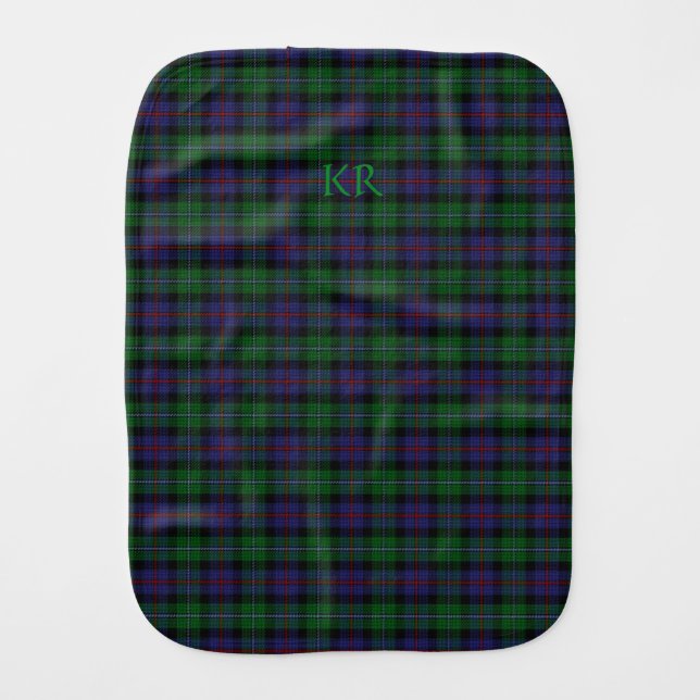 Argyll District Tartan with monogram / name Baby Burp Cloth (Front)