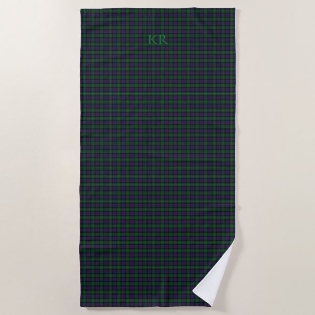 Argyll District Tartan with monogram / name Beach Towel (Front)