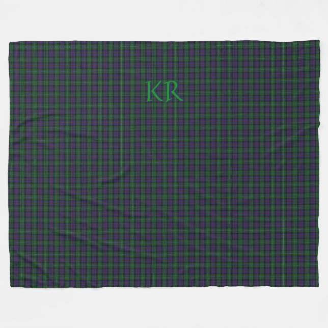Argyll District Tartan with monogram / name Fleece Blanket (Front (Horizontal))