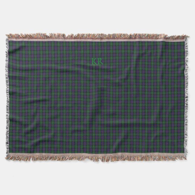 Argyll District Tartan with monogram / name Throw Blanket (Front)
