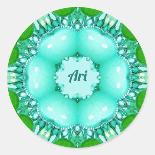ARI  Bright Abstract Fractal Pattern  Classic Ro Classic Round Sticker
