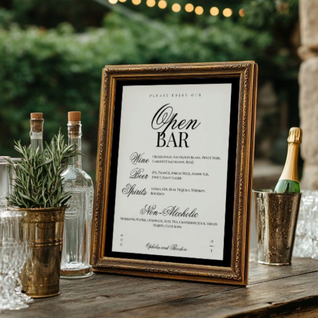 Aria | Black Beige Elegant Wedding Bar Sign (Creator Uploaded)