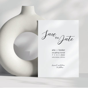 Aria • Elegant Modern Script Black and White Save The Date