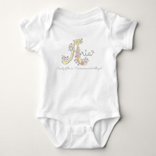 Aria girls name decorative custom meaning baby bodysuit