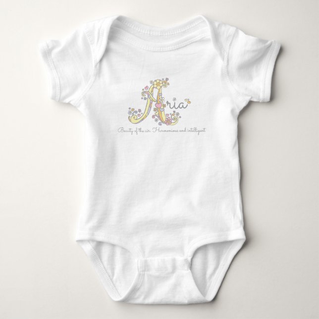 Aria girls name decorative custom meaning baby bodysuit (Front)