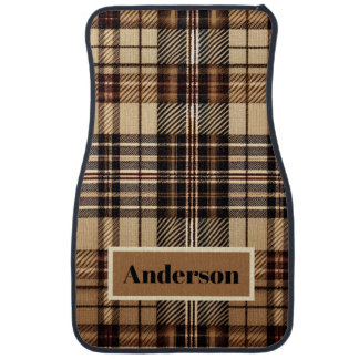 Aria Grace Camel Heritage British Tartan with Name Car Floor Mat