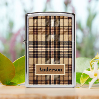 Aria Grace Camel Heritage British Tartan with Name Zippo Lighter