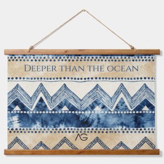 Aria Grace Indigo Sands Tribal Stripe Pattern Hanging Tapestry