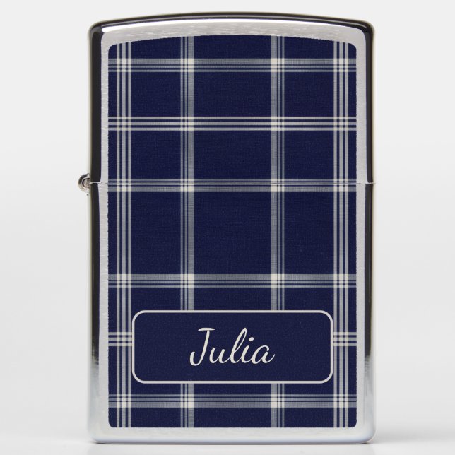 Aria Grace Midnight Elegance Luxe Plaid Pattern  Zippo Lighter (Front)