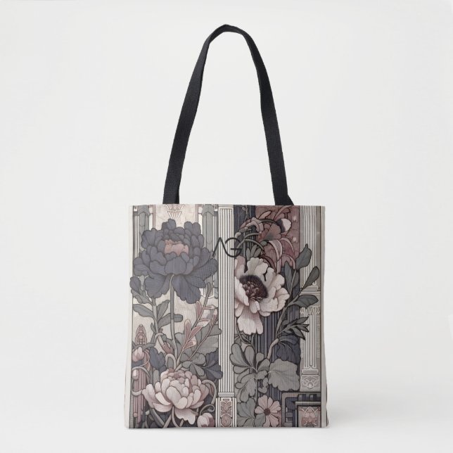 Aria Grace Urban Bloom Architectural Floral Design Tote Bag (Front)