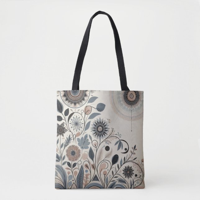 Aria Grace Urban Bloom Graphic Mandala Pattern Tote Bag (Front)