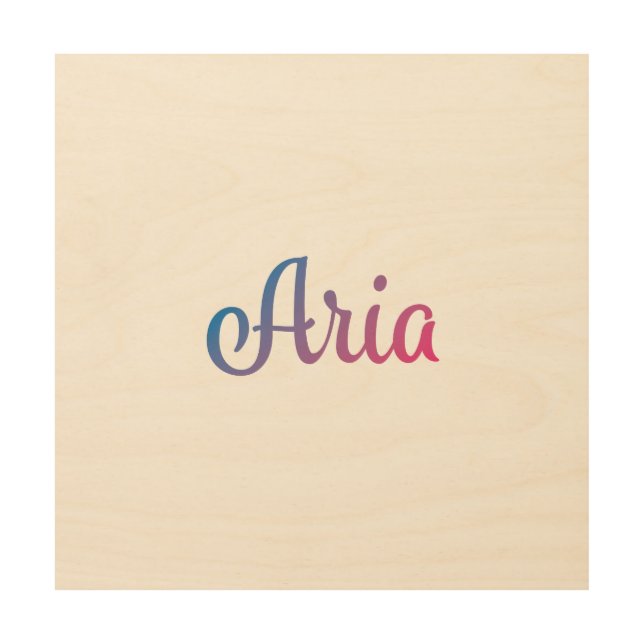 Aria Stylish Cursive Wood Wall Art (Front)