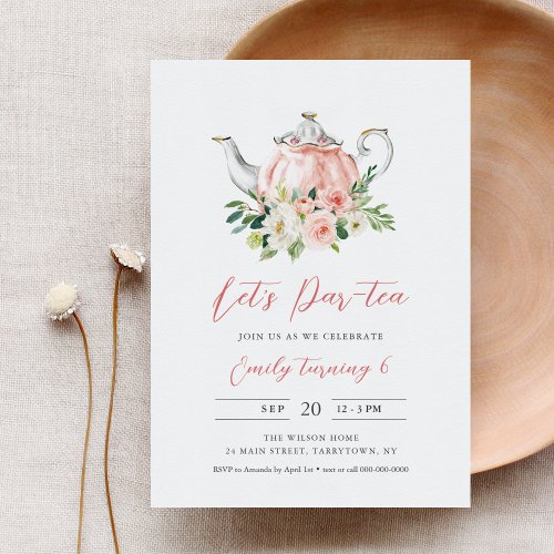 ARIA Tea Party Birthday Invitation _ Pink