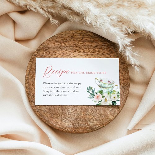 ARIA Tea Party Bridal Recipe Request Enclosure Card