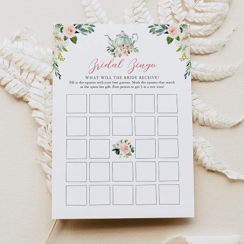 ARIA Tea Party Bridal Shower Bingo Game Invitation