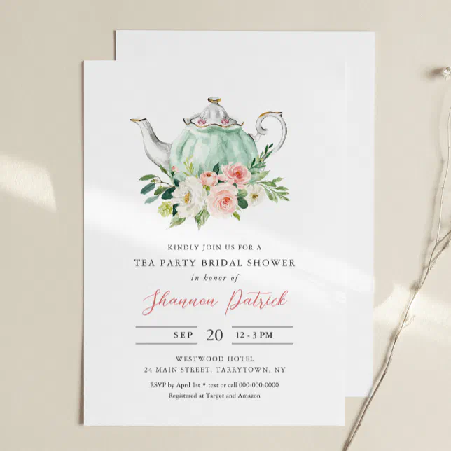 ARIA Tea Party Bridal Shower Invitation | Zazzle