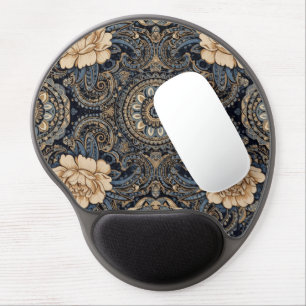AriaGrace Midnight Blue Peony Paisley Gel Mousepad
