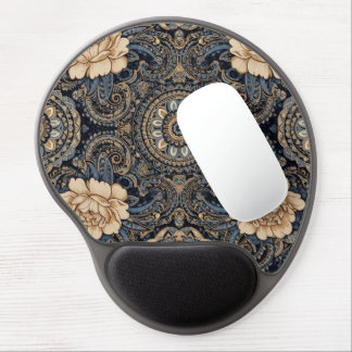 AriaGrace Midnight Blue Peony Paisley Gel Mousepad