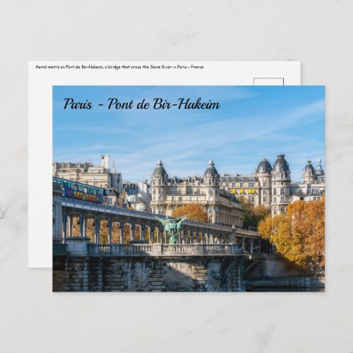 Arial metro on Pont de Bir_Hakeim _ Paris France Postcard