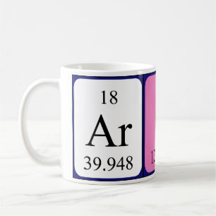 Arial periodic table name mug
