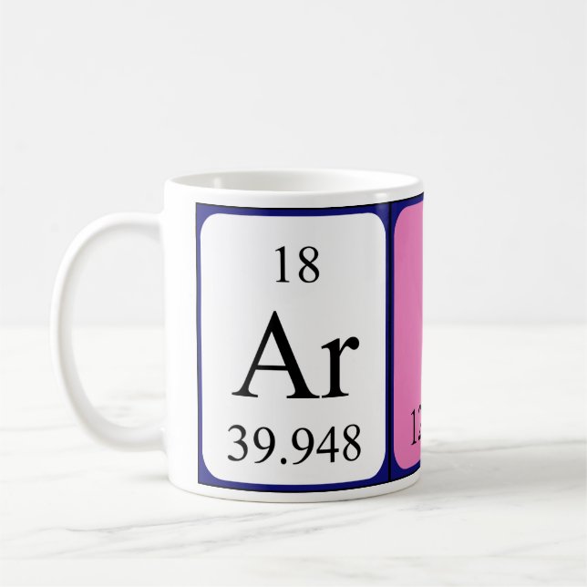 Arial periodic table name mug (Left)