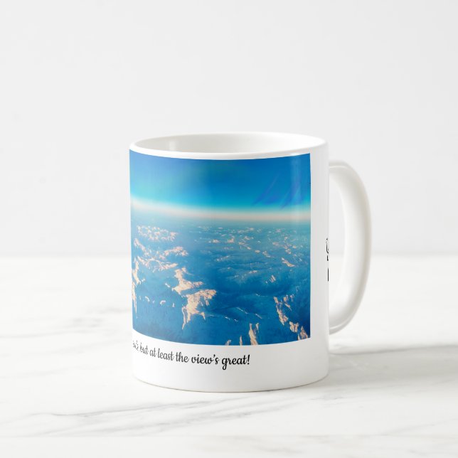 Arial view snow capped mountain  coffee mug (Front Right)